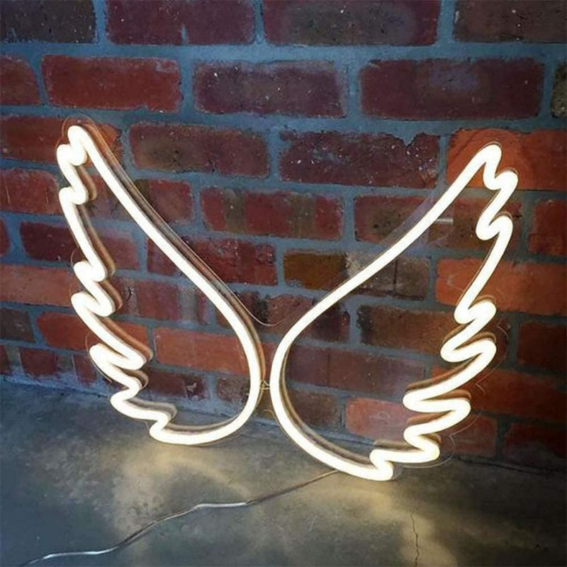  Angel wings LED neon sign glowing white