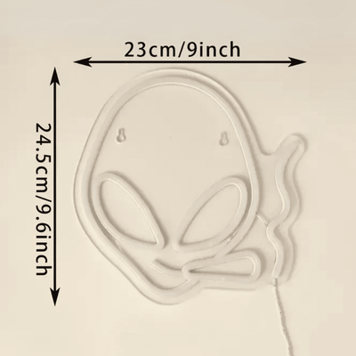 Smoking alien neon sign with green and orange LEDs