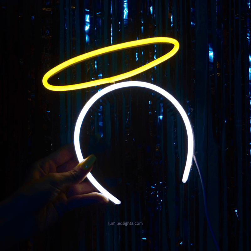 Angel LED headband with glowing yellow halo