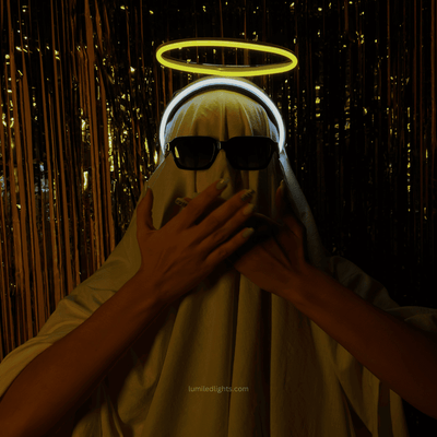 Angel LED headband with glowing yellow halo