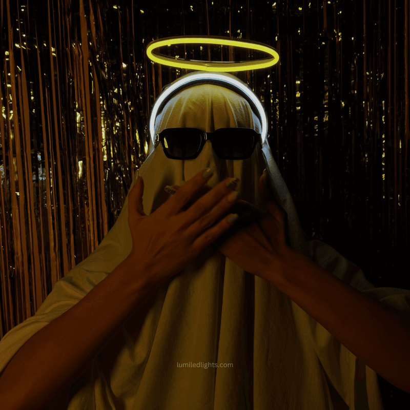 Angel LED headband with glowing yellow halo