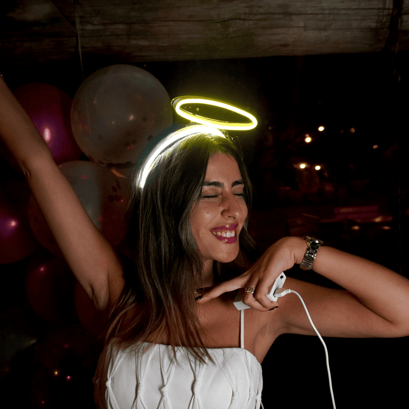 Angel LED headband with glowing yellow halo
