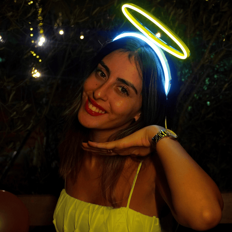 Angel LED headband with glowing yellow halo
