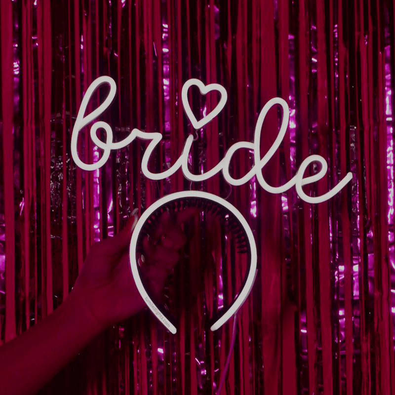 Bride LED headband neon sign held in hand