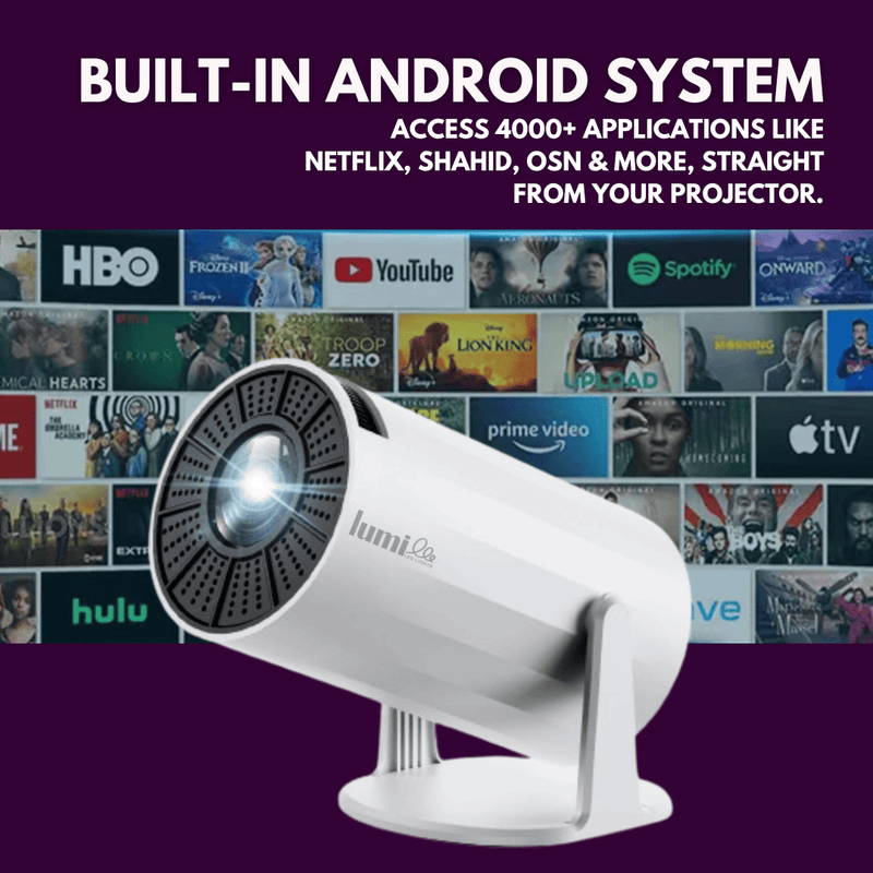 Cine Flix Pro projector with built-in Android streaming apps