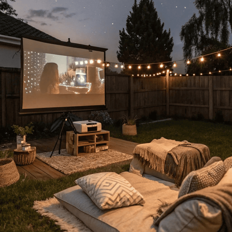  Lumi Cine Flix Pro Kit box set including an 84-inch tripod screen and portable 4K projector
