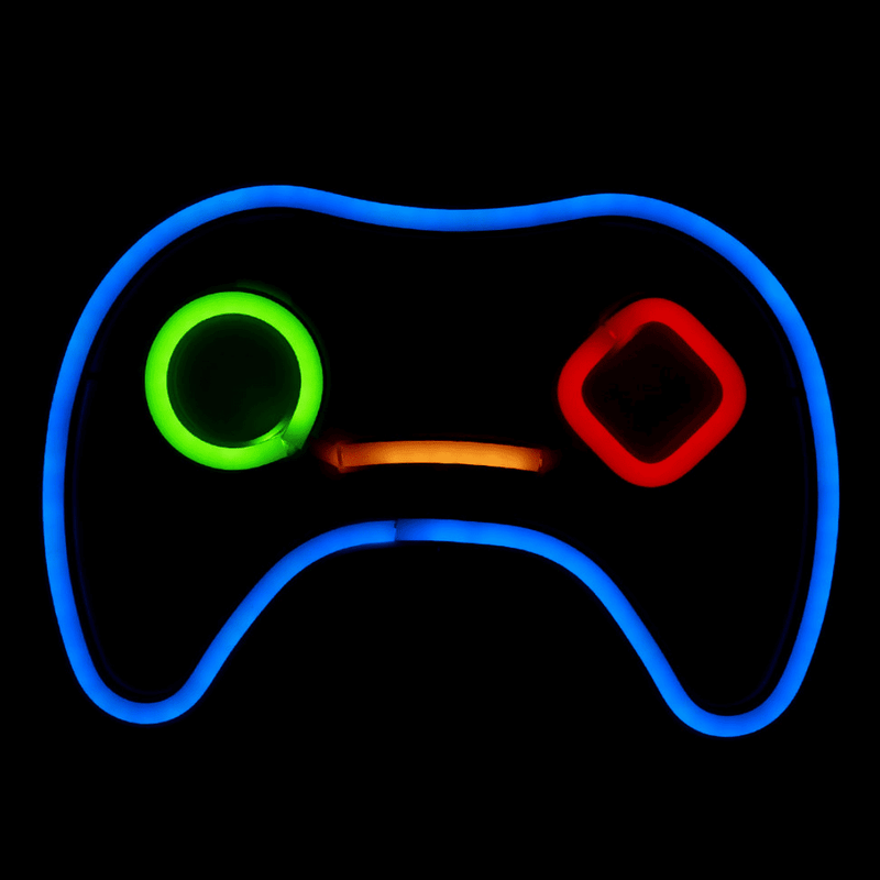 LED gamepad neon sign with colorful buttons