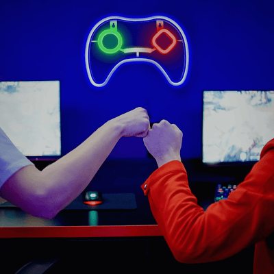 LED gamepad neon sign with colorful buttons