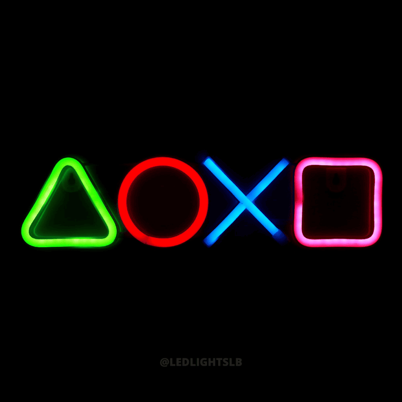 PlayStation symbols LED neon sign with triangle circle X square