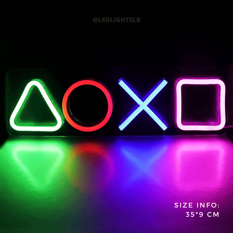 PlayStation symbols LED neon sign with triangle circle X square
