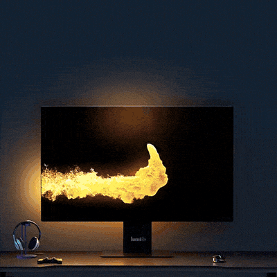 PC RGBIC sync strip lighting behind monitor for real-time effects