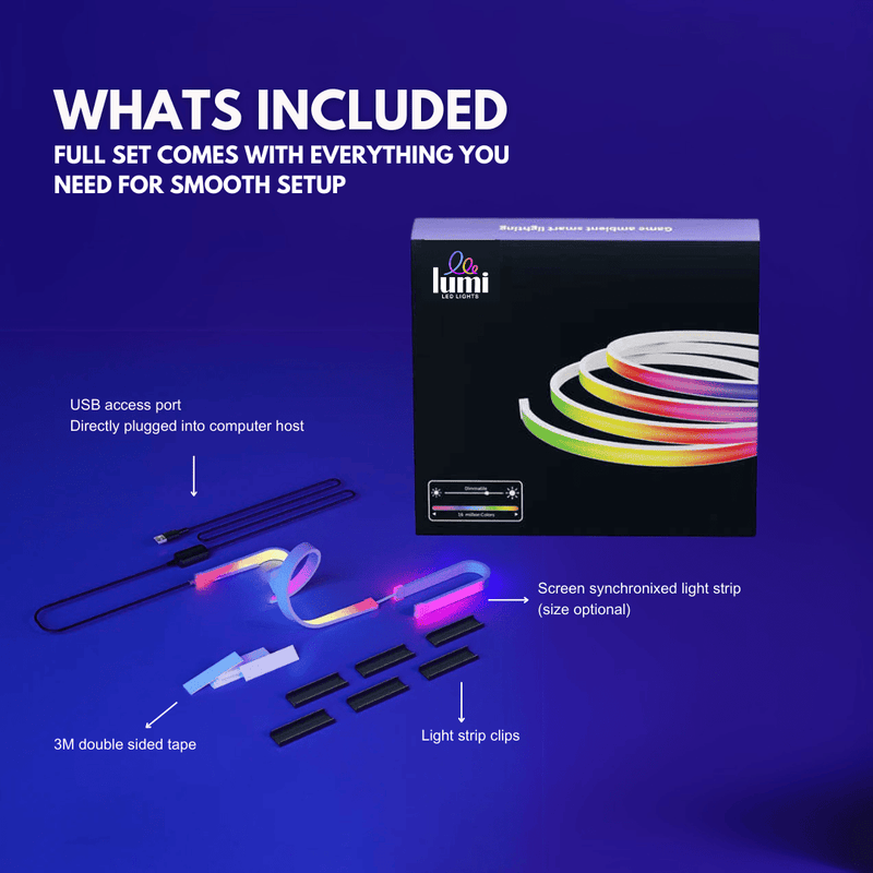 PC RGBIC sync strip lighting behind monitor for real-time effects