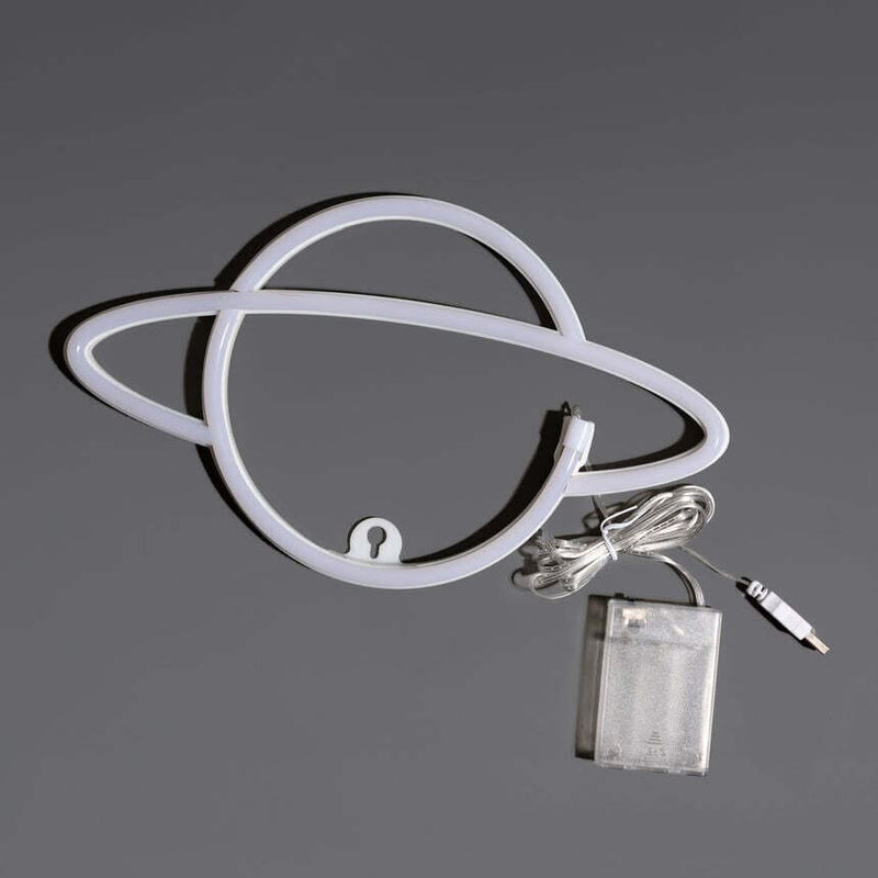 Planet neon sign glowing with dual-color LED