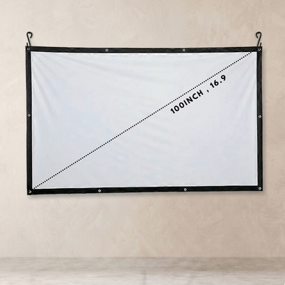 100-inch projector screen with 16:9 aspect ratio