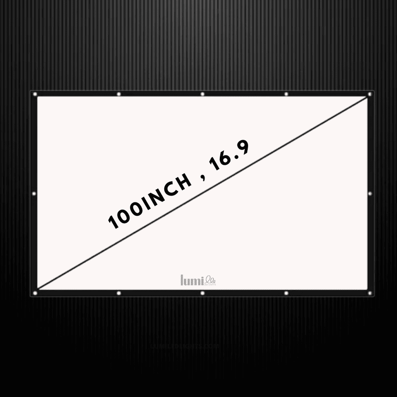 100-inch projector screen with 16:9 aspect ratio