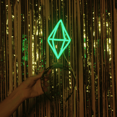 Sims LED headband glowing green neon shape