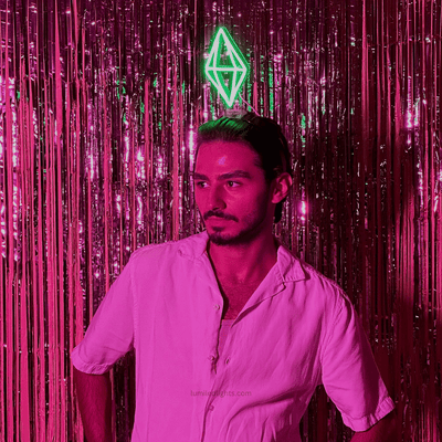 Sims LED headband glowing green neon shape