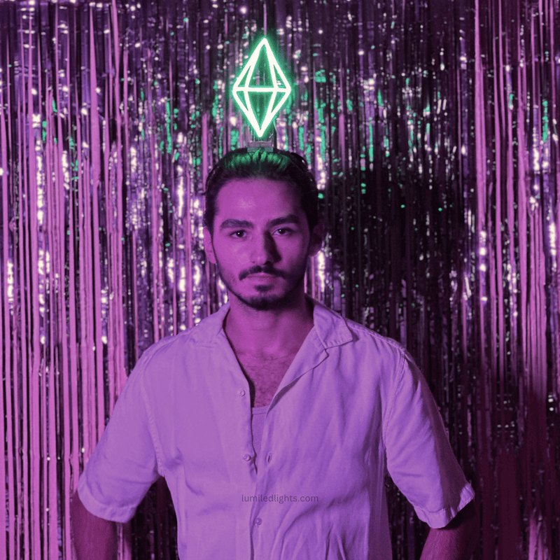 Sims LED headband glowing green neon shape