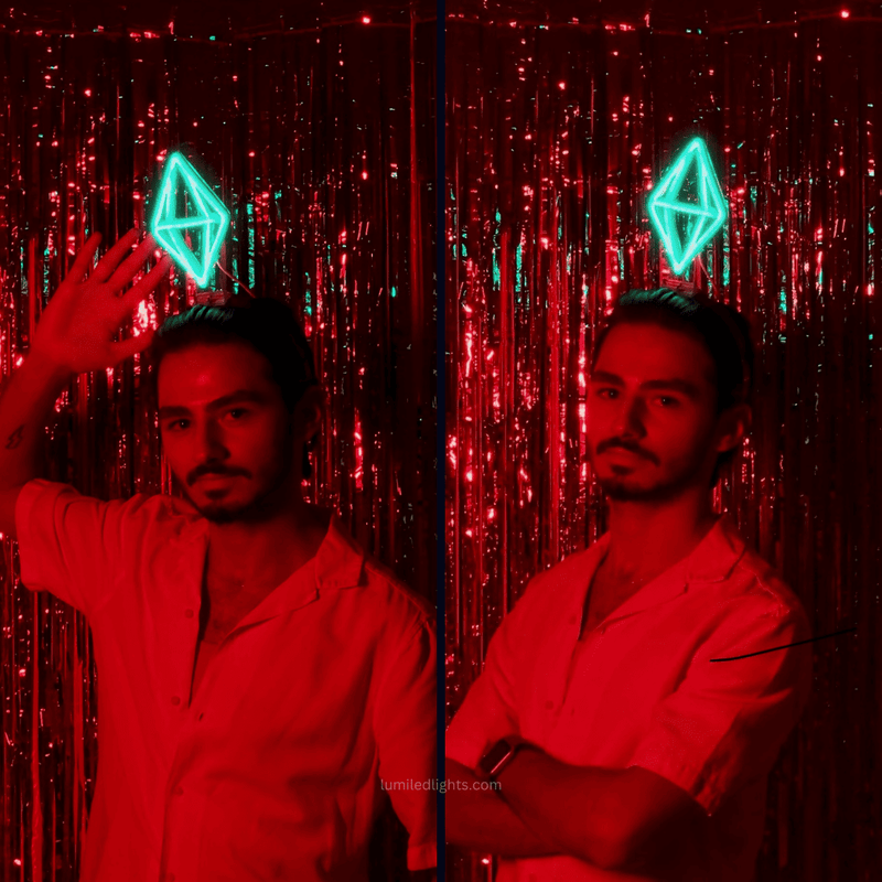 Sims LED headband glowing green neon shape